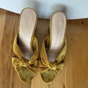 Loeffler Randall Velvet Slides - Mustard - Size 10